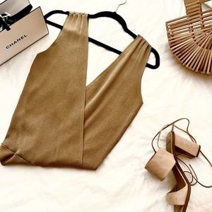 {intermix} gold wrap v-neck bodysuit